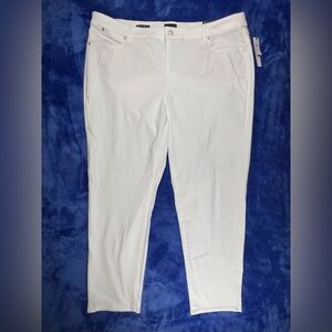 Talbots Slim Ankle Jeans Size 20W Plus Curvy White Stretch Denim Slimming NWT